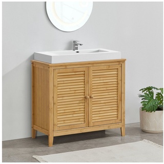 en.casa Waschbeckenunterschrank Värmdö Badezimmerschrank 60x67x30 aus Bambus beige