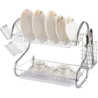 Cheffinger 2-stöckiger Geschirrkorb, Abtropfgestell, Silber