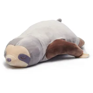 Nuffeldöns Faultier Kissen Kuscheltier Nackenkissen Stillkissen Schwangerschaftskissen für Kinder Stofftier sehr weich und flauschig (Grau, 105 cm)