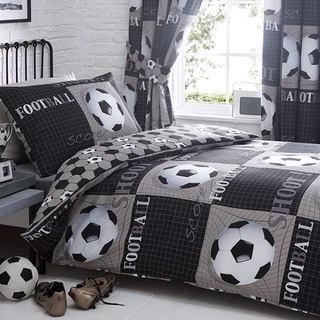 Einzelbett Bettbezug-Set Fußball Shoot grau silber schwarz weiß wendbar