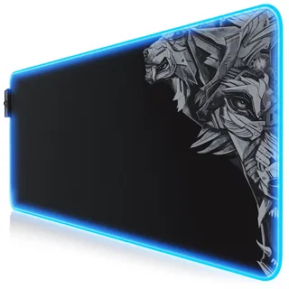 CSL-Computer TITANWOLF - RGB Gaming Mauspad - LED Schreibtischunterlage - 800x300 mm - XXL Mousepad - LED Multi Color - 11 Beleuchtungs-Modi - 7 LED Farben Plus 4 Effektmodi - abwaschbar