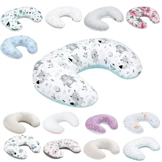 Bellochi Stillkissen, Stillkissen klein - Stillhörnchen, Stillkissen mond, Nursing Pillow, Baby Pillow, Breastfeeding Pillow, Stillmond für unterwegs - 100% Baumwolle Animaland