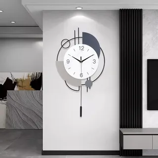 TOHOOYO Wanduhren für Wohnzimmerdekoration Große dekorative Wanduhren batteriebetrieben für Schlafzimmer Küche Büro Haus Große Metallwanduhr mit Pendel Stille Wanduhr Nicht tickend 16x26,5 Zoll Gold
