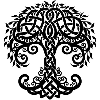 Wandtattoo Lebensbaum, Weltenbaum, Yggdrasil, germanisch-nordische Mythologie, Wandaufkleber, Heimdekoration, Vinyl-Kunstaufkleber, extragroß – 67x72cm