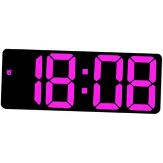 Baoblaze Digitale Wanduhr, einstellbare Helligkeit, Kalender, Schreibtisch, moderner Sprachsteuerungs-LED-Wecker mit Datums- und Temperaturanzeige für Flur, rosarot