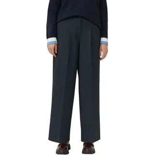 Bundfaltenhose S.OLIVER, Damen, Gr. 44, N-Gr, blau (navy), Web, Obermaterial: 70% Polyester, 26% Viskose, 4% Elasthan, meliert, normal lang, Hosen, im Nadelstreifen-Look