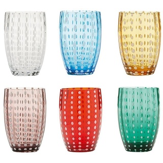 Zafferano Gläser-Set Perle Handgemachtes Gläser Set 6 Stück - Farblich Sortiert, 6-teiliges Set bunt|grün|rot