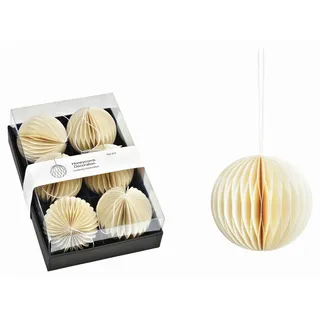 X-Mas Christbaumkugel-Set, Weiß, Papier, 6-teilig, 8 cm Schubladen, Dekoration, Weihnachtsdekoration, Weihnachtsbaumschmuck, Weihnachtskugeln