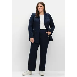 Stoffhose SHEEGO "Große Größen" Gr. 42, Normalgrößen, blau (nachtblau) Damen Hosen Stoffhosen mit Bügelfalten und Schlupfbund