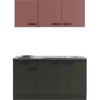 OPTIFIT Nizza407/Madrid420 Miniküche 150 cm Rostrot / Anthrazit