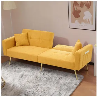 Merax Schlafsofa, mit Bettfunktion, Bettsofa, Klappsofa, Gästebett gelb