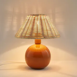 Tischlampe Alios, Keramik Und Rattan Karamell/Natur