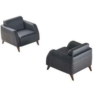 JVmoebel Sessel Schwarzer Ledersessel mit Holzgestell und bequemer Polsterung (2tlg Sessel), Made in Europa schwarz