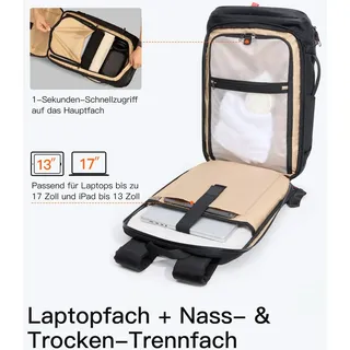 Inateck Reiserucksack 40 l Schwarz