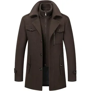 Wintermantel Herren Wolle Kurzmantel Winter Wollmantel Slim Fit für Business Freizeit Klassischer Einreiher-Kurzmantel aus Wolle mit Revers für Herbst & Winter