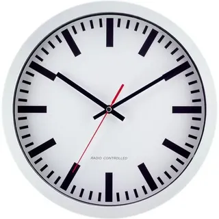 EUROTIME Funk-Wanduhr Bahnhof-Style, weiß