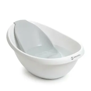 BabyBeFun Babybadewanne mit Badewanneneinsatz für Neugeborene, Rutschfeste Babywanne, Inkl. Safety-Pad weiß