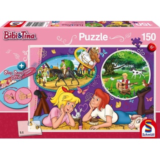 Schmidt Spiele Puzzle 150 Teile Bibi & Tina Freundinnen für immer Slap Snap Band rot 56321, 150 Puzzleteile