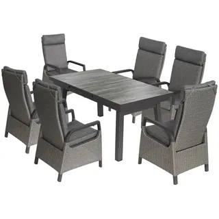 bellavista - Home&Garden® Gartenmöbel-Set Sydney 2 Ausziehtisch + 6 Hochlehner Keramik - Grau