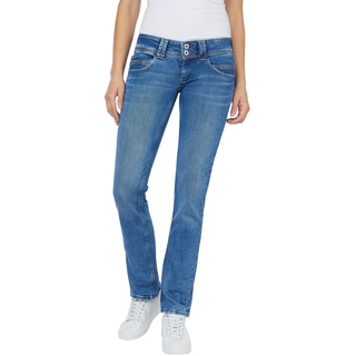 Pepe Jeans Damen Jeans VENUS Regular Fit Blau Wiser Vs3 Tiefer Bund Reißverschluss W 32 L 30