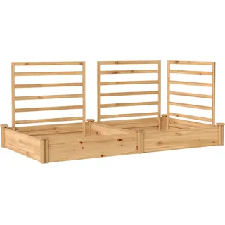 Outsunny Hochbeet mit Rankgitter Holz Blumenkasten mit 3 Spalier Trennwand Offenem Boden, Pflanzkasten Pflanzkübel Blumenkübel Rankkasten für Kletterpflanzen Garten Balkon 240 x 125 x 102 cm Naturholz   Aosom