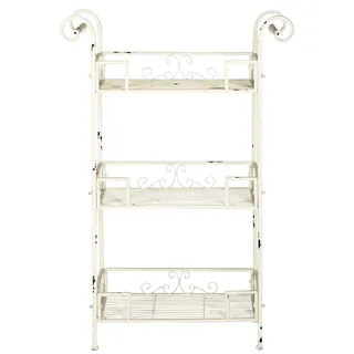 SAFAVIEH Modern Metall Außenregal, Antikes Weiß