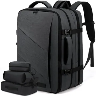 LOVEVOOK Reiserucksack Flugzeug, Laptop Rucksack für 17,3 Zoll, erweiterbar Handgepäck Rucksack für Herren Damen, groß 30L-40L Business Rucksack Travel Backpack für Weekender, Grau