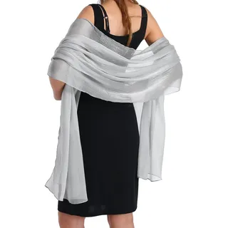 Stola für Abendkleid,Schals & Tücher für Damen,Chiffon Schal,Tuch Damen Sommer Leicht,Kann verwendet werden als Ärmel für Abendkleider Brautkleider Sommer Hochzeit (Silbergrau) - 1