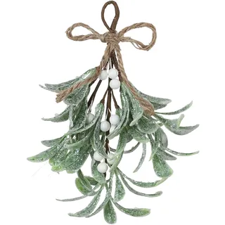 4 Stück Künstliche, Gefrostete Mistelzweige, 23 Cm Lang, Simulierte Mistelzweige mit Beeren, Hängende Mistelzweig-Weihnachtsdekorationen für Kränze, Girlanden, Weihnachtsbaum, Zuhause und(Weiß)