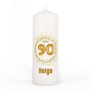 Herz & Heim® personalisierte Geburtstagskerze zum runden Geburtstag mit Wunschnamen 90. Geburtstag