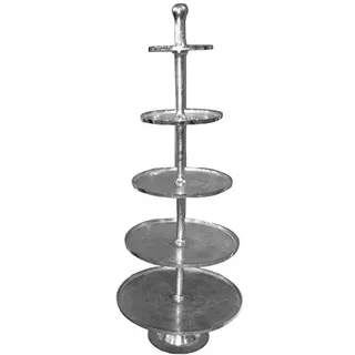 Klocke Etageren Aluminium Antik XL Etagere - Höhe 165cm - Farbe: Silber - 5-Stöckig - Moderner Stil - Sehr Große & Hochwertige Dekoetagere/Metalletagere/Silberetagere