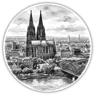 Samunshi® Wandtattoo Kölner Dom aus Deutschland Köln Wandsticker perfekt als Wand Deko für Küche Wohnzimmer Schlafzimmer Wandaufkleber 70x70cm