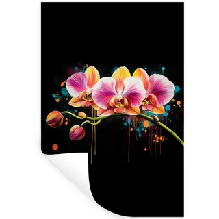 MuchoWow Wandsticker Orchidee - Graffiti - Farbenfroh - Blumen - Abstrakt (1 St), Wandtattoo, Selbstklebend, Wohnzimmer, 40x60 cm 40 cm x 60 cm x 0.1 cm
