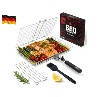 Grillkorb, Barbecue-Bbq-Grillkorb, Große Faltbare Grillkörbe Aus Edelstahl Mit G