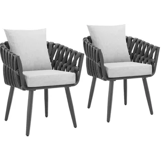 Tectake Lugano Gartenstuhl 61 x 60 x 73 cm schwarz 2 St.