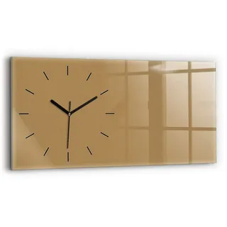 Tulup Wanduhr Glasuhr Rechteckige Wanduhr 60x30 cm Uhr aus Gehärtetem Glas beige|braun