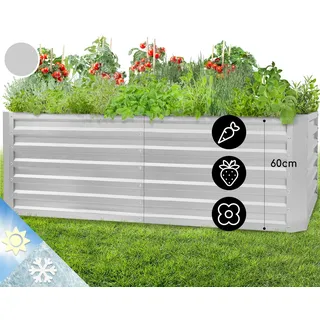 Hochbeet Blumenkasten Garten Pflanzkasten Kräuter Gemüsebeet Stahl 1,8 m Silber