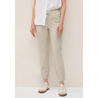Jogger Pants CECIL, Damen, Gr. XXL, Länge 28, beige (boulder beige), Stoff, 54% Polyester, 43% Viskose, 3% Elasthan, unifarben, loose fit knöchelfrei, Hosen, Middle Waist