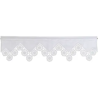 HOSSNER - ART OF HOME DECO Querbehang Dufour, Stangendurchzug (1 St), halbtransparent, Wirkware, handgehäkelte Spitze, weiß, Baumwolle weiß 120 cm x 50 cm
