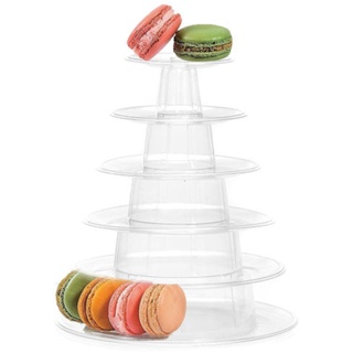 Lioaeust Macaron-Turm-Ständer mit 6 Etagen, runder Macaron-Turm-Ständer, Kuchen-Display-Regal, transparentes Tablett, für Party, Hochzeit, Geburtstag