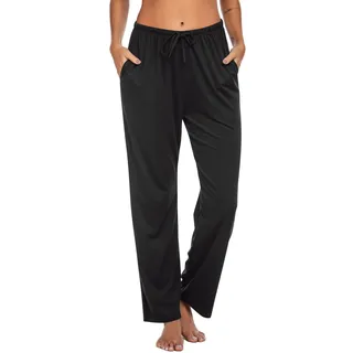 Ekouaer Schlafanzughose Damen Bequeme Pyjamahose Weich Kariert Schwarz XL - XL