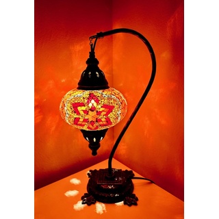 Samarkand - Lights Mosaik - Stehlampe L Tischlampe orientalische türkische marokkanische Mosaiklampe Orange-Rot Stern