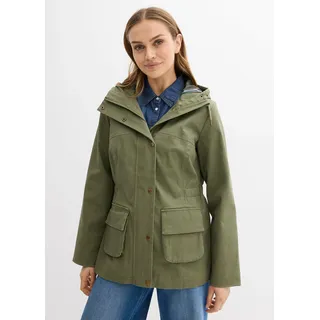 bonprix wasserabweisende Jacke mit Karo-Futter, grün, Gr.38, leichte Jacke mit kariertem Futter, 97% Baumwolle