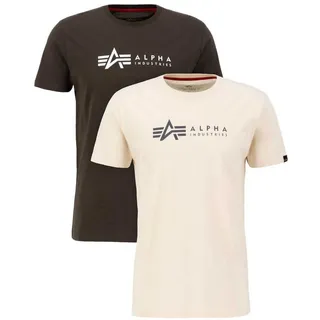 Alpha Industries Alpha Label Kurzarm-T-Shirt 2 Einheiten Black Olive / Jet Stream White S