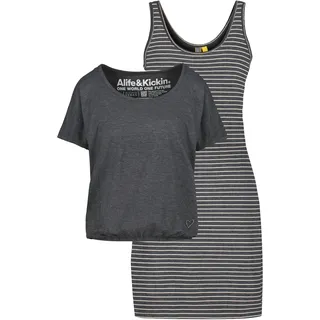 Jerseykleid ALIFE & KICKIN "SunnyAK-B" Gr. L, N-Gr, schwarz-weiß (9100 moonless) Damen Kleider Freizeitkleider
