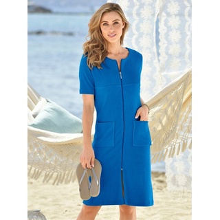 Wewo fashion Damenbademantel, Länge ca. 100 cm, Baumwolle, Reißverschluss blau 48/50