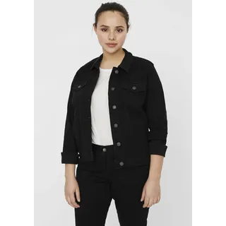 Jeansjacke VERO MODA CURVE "VMRUNA LS SLIM DNM JCK MIX GA CUR NOOS", Damen, Gr. 54, schwarz, Denim/Jeans, Obermaterial: 72% Baumwolle, 26% Polyester, 2% Elasthan, unifarben, kurz, Jacken Jeansjacke