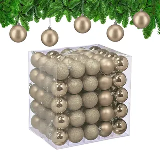 Relaxdays Weihnachtskugeln im 100er Set, Creme,Silber