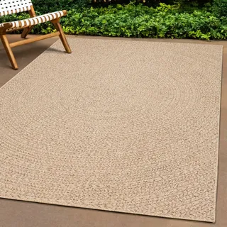 The CarPET Kansas beige (natur), B:60cm H:10mm L:90cm, Polypropylen, Teppiche, Teppich moderner robuster In und Outdoor Teppich Jute Look