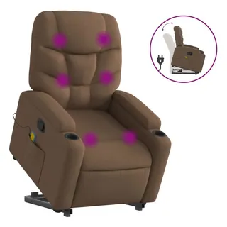 vidaXL Massagesessel mit Aufstehhilfe Stoff 146 x 78 x 0 cm Braun